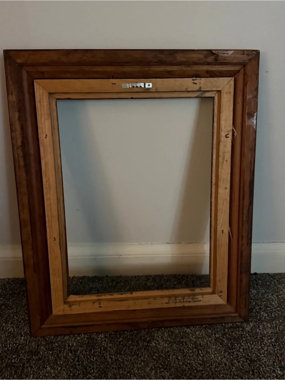Vintage Wooden Picture Frame with Cream Mat - no glass